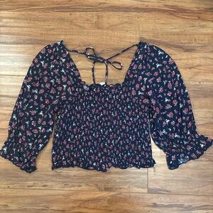 Floral Navy Blue Women's Top